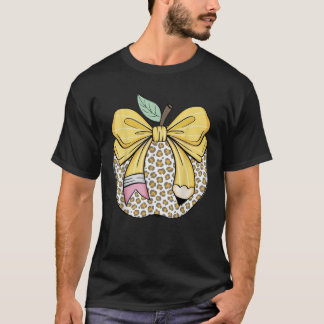 Lärare Coquette Pencil Bow and Apple Teacher T Shirt