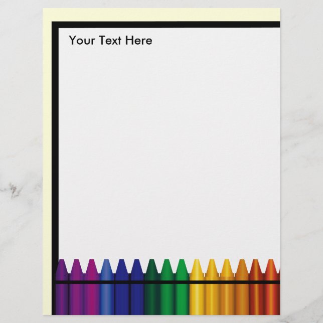 Lärare Crayon Design Letterhead Stationery (Framsida)