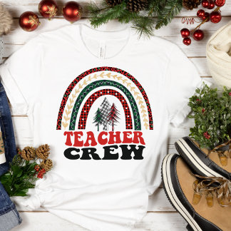 Lärare Crew Cute Julgranar Rainbow T Shirt