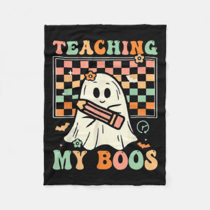 Lärare Cute Ghost Groovy Teacher Halloween Teachi Fleecefilt