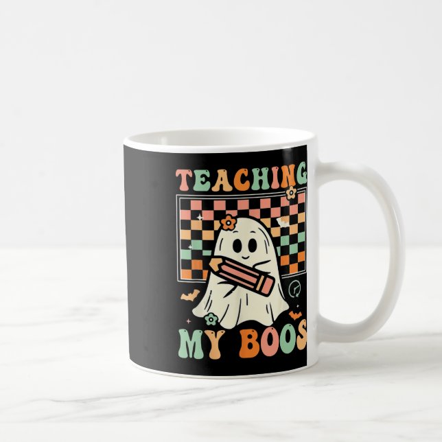 Lärare Cute Ghost Groovy Teacher Halloween Teachi Kaffemugg (Höger)