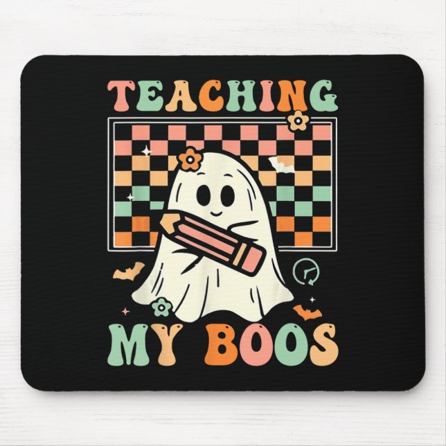 Lärare Cute Ghost Groovy Teacher Halloween Teachi Musmatta (Framsidan)