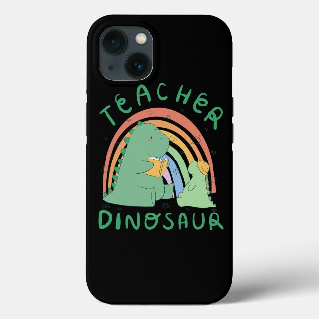 Lärare Dinosaur Positive Rainbow Teacher Cute mot (Baksida)