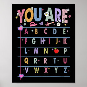 Lärare Du Är Bokstäver Alfabetet Lär Dig Abcs Till Poster