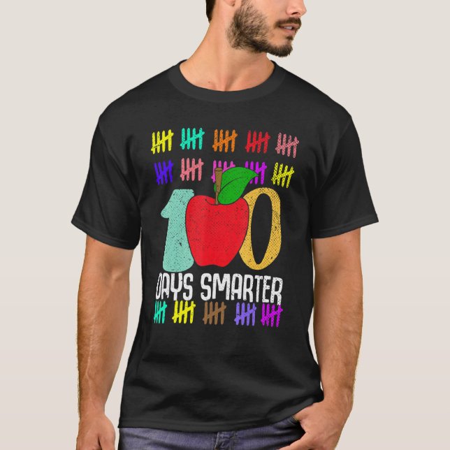 Lärare Elev 100 Dagar Smartare Glad 100 Dagar Av T Shirt (Framsida)
