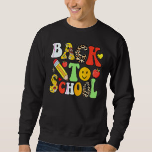 Lärare Elever Tillbaka Till Skolan Retro Groovy Le Lång Ärmad Tröja