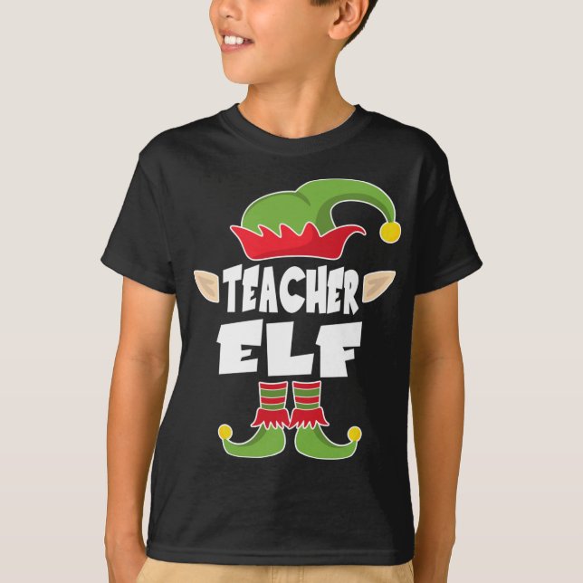 Lärare Elf Squad undervisar Jul Elf Costume T Shirt (Framsida)