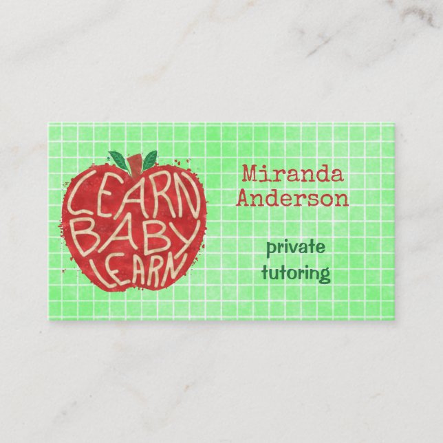 Lärare eller privata handleder lärer babyen Apple Visitkort (Framsida)