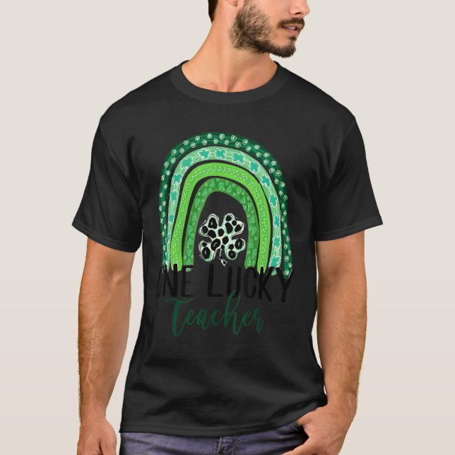 Lärare en Lucky Grönt Löv C Rainbow St Patricks T Shirt (Framsida)