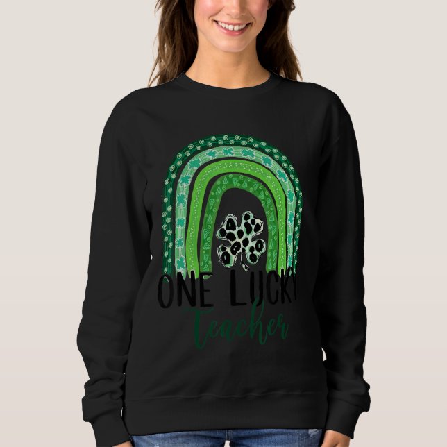 Lärare en Lucky Grönt Löv C Rainbow St Patricks T Shirt (Framsida)