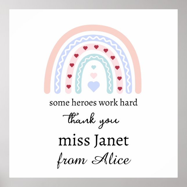 Lärare Enkel jul tack regnbåge present Poster (Framsidan)