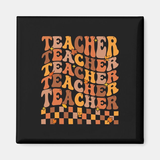 Lärare Fall Autumn Vibes Back to school Maple Lea Magnet (Framsidan)