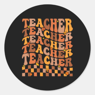 Lärare Fall Autumn Vibes Back to school Maple Lea Runt Klistermärke