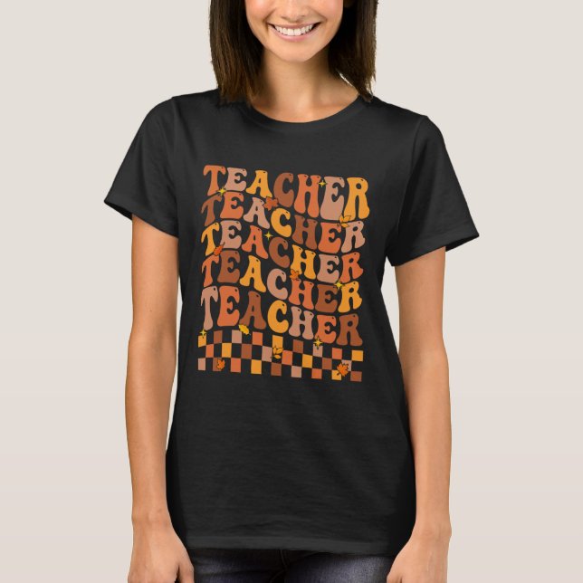 Lärare Fall Autumn Vibes Back to school Maple Lea T Shirt (Framsida)