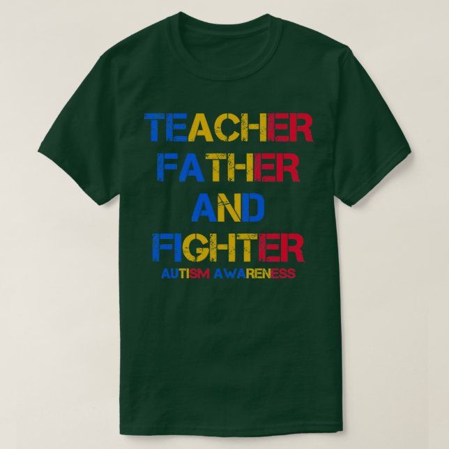 Lärare far och kombattanters autismupplysningskret t shirt (Design framsida)