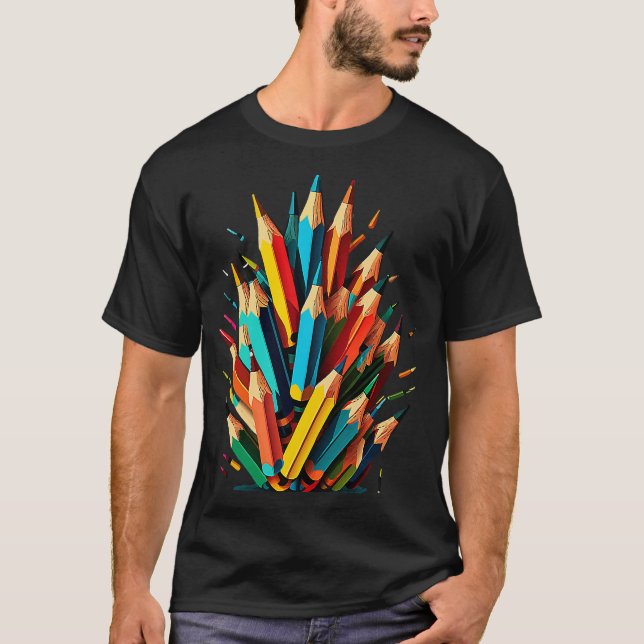Lärare Färg Pencil Back to school Student Teach T Shirt (Framsida)