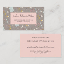 Lärare | Feminin Sketch Rosa/Taupe School Visitkort