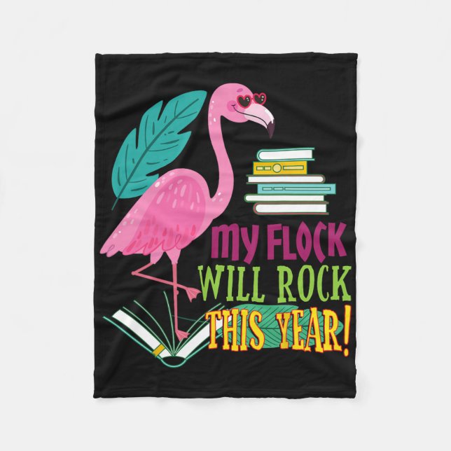 Lärare Flamingo Min Flock Will Sten First Day Scho Fleecefilt (Framsidan)
