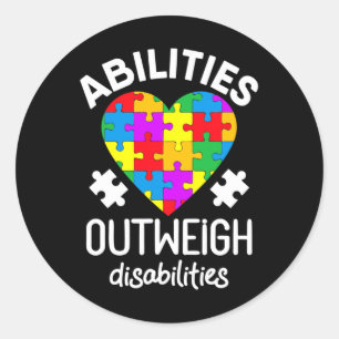 Lärare för autism Awareness Abilities Outweigh Dis Runt Klistermärke