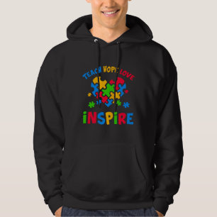 Lärare för autism Teach Hope Kärlek Inspire Hoodie