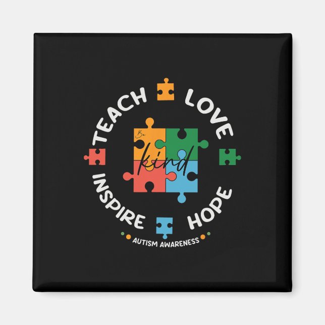 Lärare för autism Teach Hope Kärlek Inspire Magnet (Framsidan)