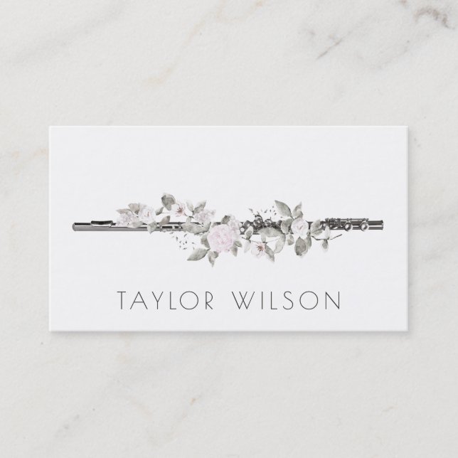 Lärare för flöjt blommigt visitkort (Framsida)