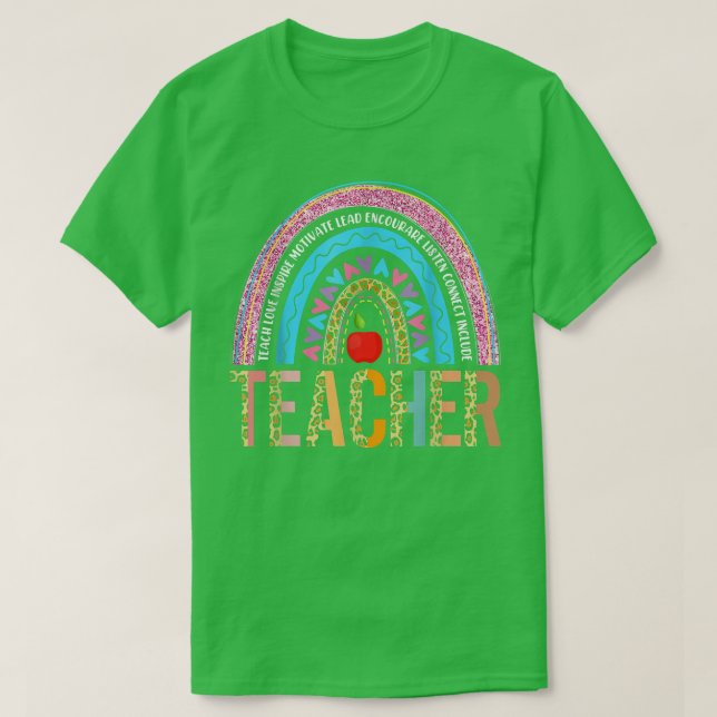 Lärare för lärardagen Boho Rainbow T-Shirt (Design framsida)