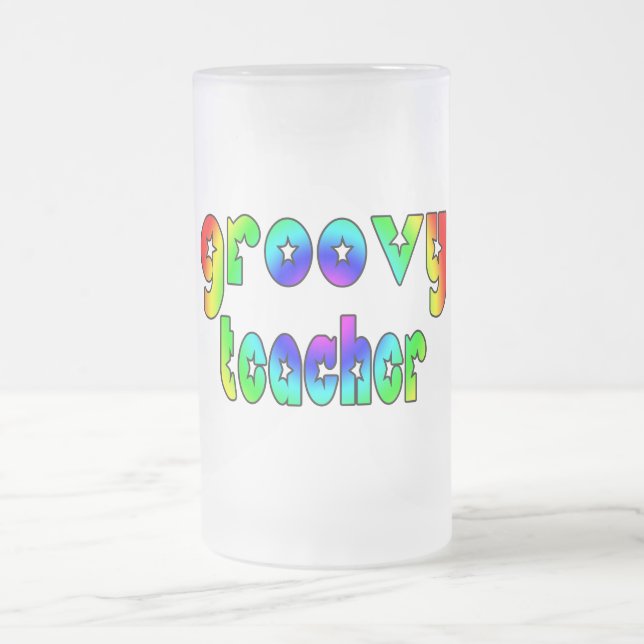 Lärare för partyn för lärarefödelsedagjul Groovy Frostat Ölglas (Center)