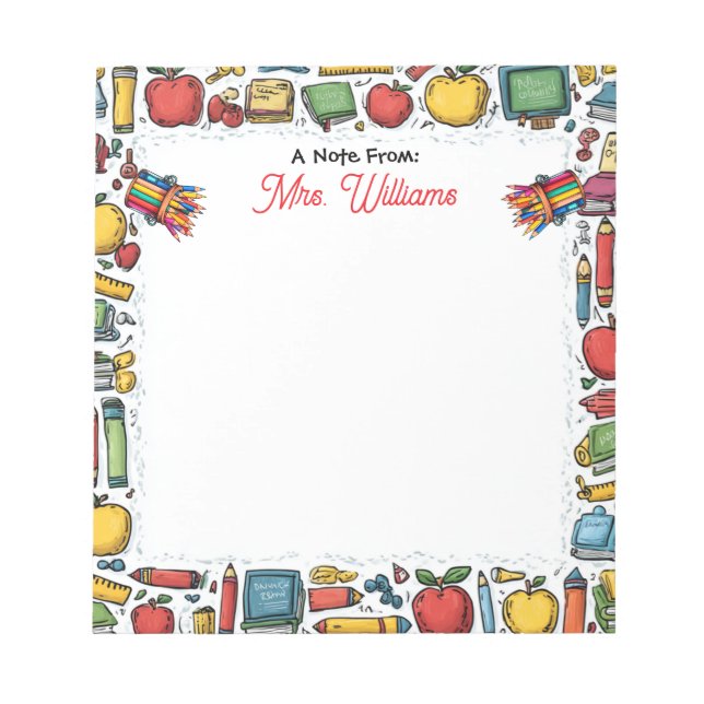 Lärare för skolleveranser anteckningsblock (Framsida)
