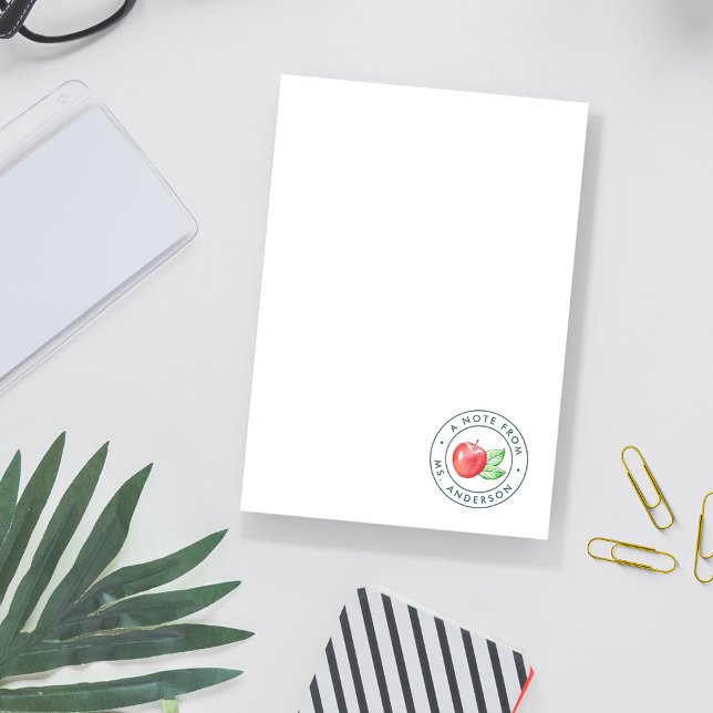 Lärare för vattenfärgsäpple Personlig Post-it Block (Skapare uppladdad)