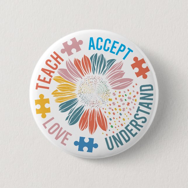Lärare från Autism Teach Accepterar Kärlek Knapp (Framsida)