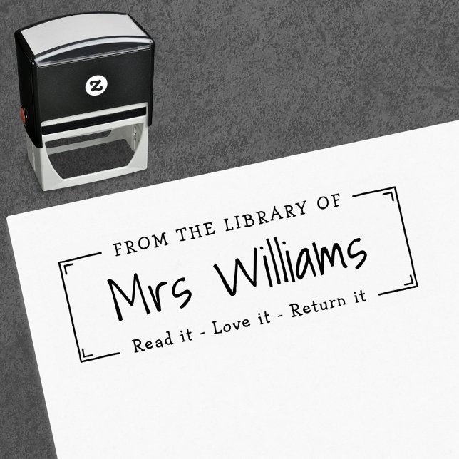 Lärare från bokplåtens bibliotek självfärgande stämpel (Teacher from the library of bookplate self-inking stamp)