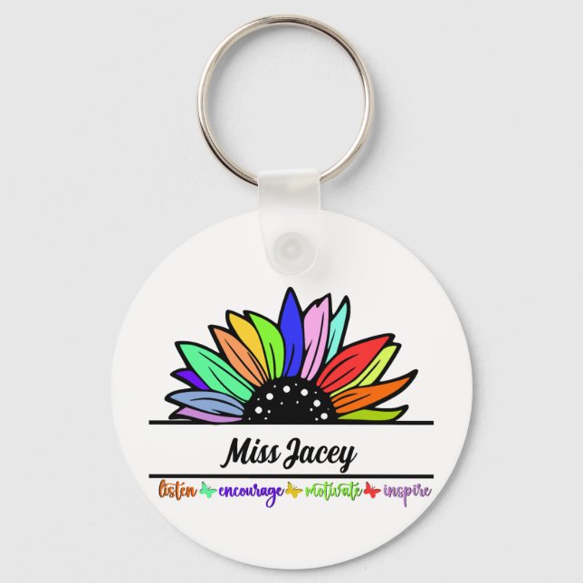 Lärare från Wildblommor, anpassningsbar Nyckelring (Framsida)