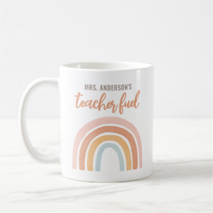 Lärare Fuel Boho Rainbow Teacher-uppskattning Kaffemugg