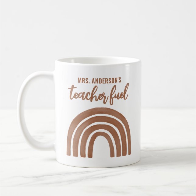 Lärare Fuel Boho Rainbow Teacher-uppskattning Kaffemugg (Vänster)