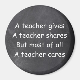 Lärare Ge Shares Cares Chalkboard Gift Idea Magnet