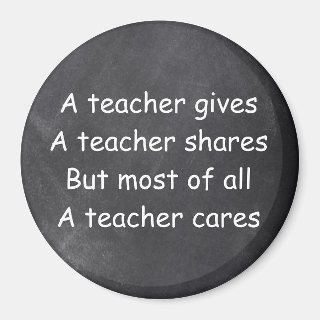Lärare Ge Shares Cares Chalkboard Gift Idea Magnet (Framsidan)