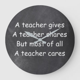 Lärare Ge Shares Cares Chalkboard Gift Idea Stor Klocka