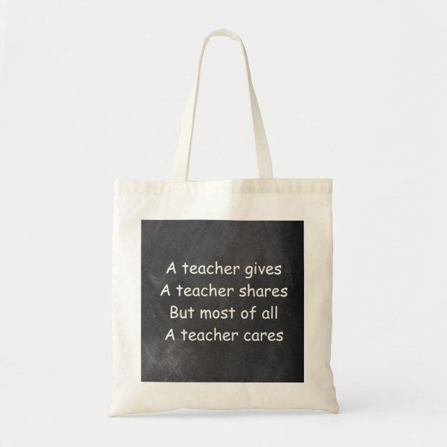 Lärare Ge Shares Cares Chalkboard Gift Idea Tygkasse (Framsidan)