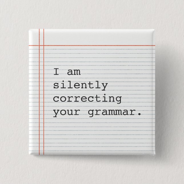 Lärare Gift, roligt grammatikskämt Knapp (Framsida)