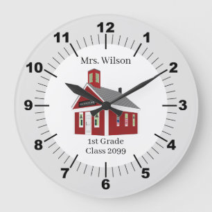 Lärare Gift Schoolhouse Wall Clock Stor Klocka