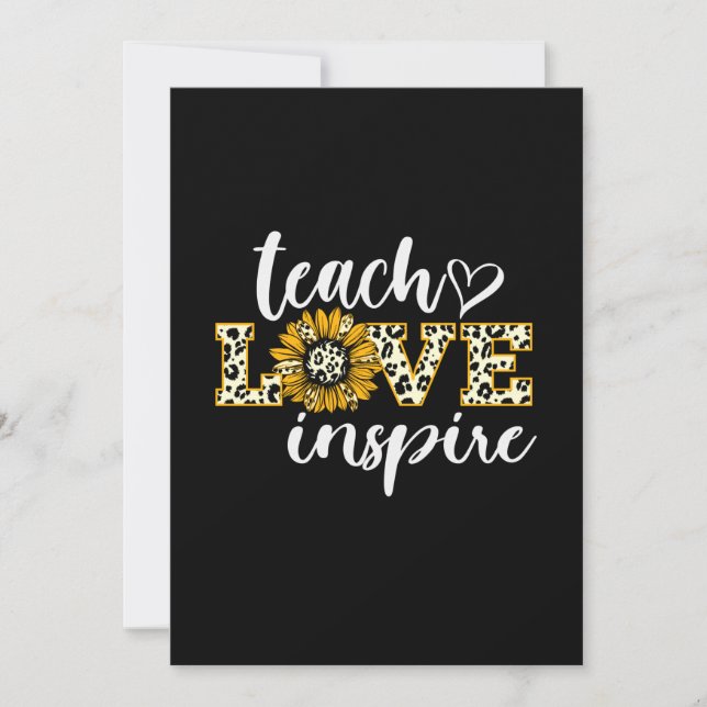 Lärare Gift Teach Kärlek Inspire Leopard Inbjudningar (Framsida)