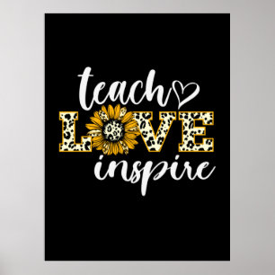 Lärare Gift Teach Kärlek Inspire Leopard Poster