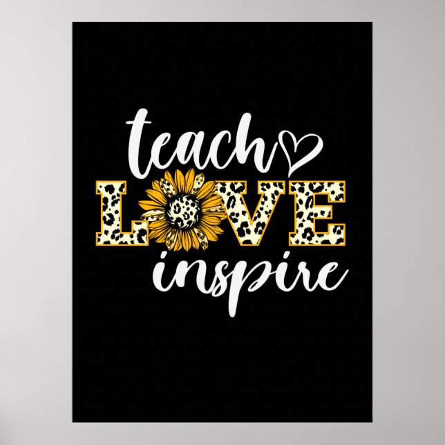 Lärare Gift Teach Kärlek Inspire Leopard Poster (Framsidan)