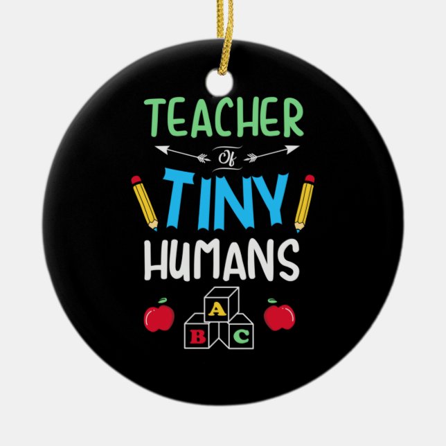Lärare Gift Teacher Tiny Humans Julgransprydnad Keramik (Framsidan)