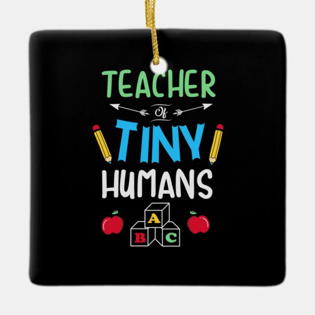 Lärare Gift Teacher Tiny Humans Julgransprydnad Keramik (Framsida)