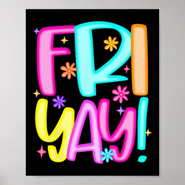Lärare Glad Friyay Helg Fredag Preppy Tillbaka Til Poster (Framsidan)
