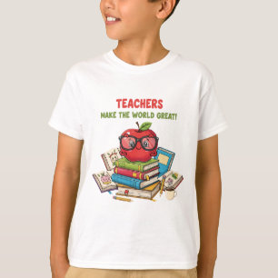 "Lärare Gör Världen Stor" Söt Äpple T Shirt