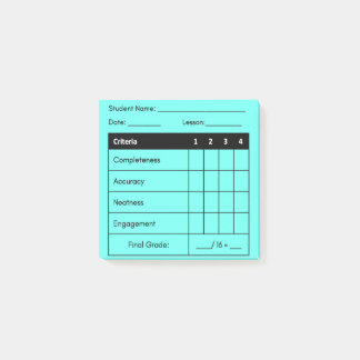 Lärare Grading Rubric for Classwork in Blue Post-it Block