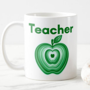 Lärare Gröna Äpple Ringar Present Kaffemugg
